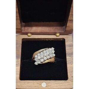 Solid 14K Gold Diamond Cluster Ring, Size 7, 1 Carats, 8.18 g Total, Lab Created